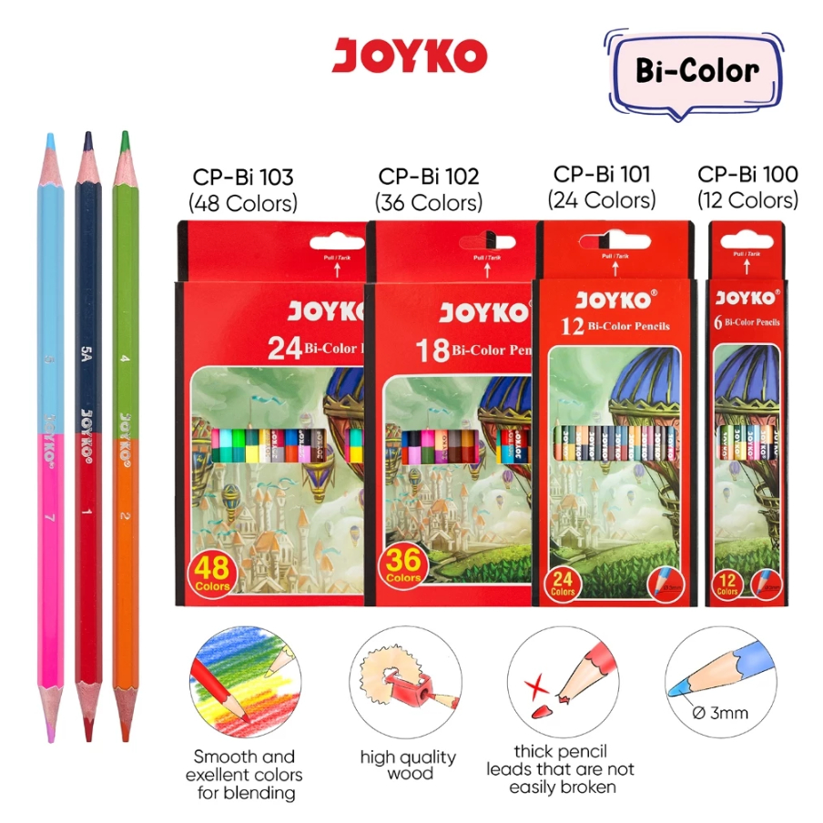 

JOYKO Pensil Warna Bi-Color Pencil Duo Color 2 Warna Per Pensil