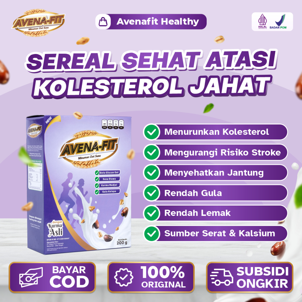 

Avenafit Sereal Oat Susu Kurma Membantu Menurunkan Kolesterol Menjaga Kesehatan Jantung dan Hipertensi 100% Original