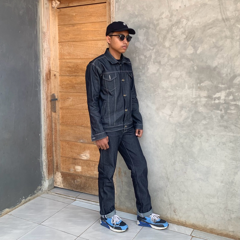 big sale jaket denim pria 14oz jaket raw denim jaket jeans kaku