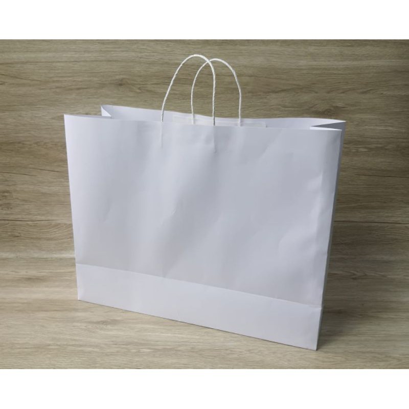 

Paperbag Super Jumbo White Untuk Hampers / Kado / Buket / DLL (Uk. 50x39x17cm)