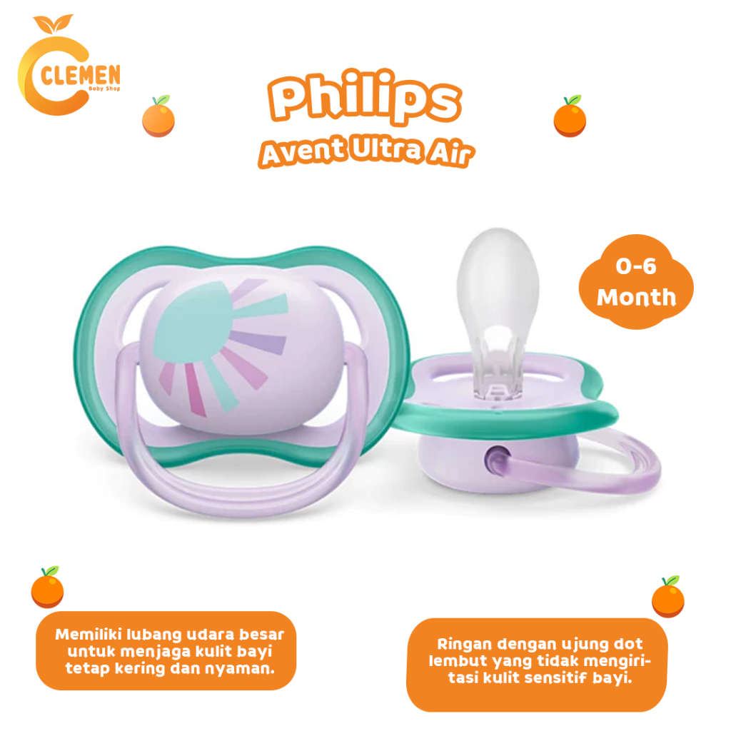 Philips Avent Ultra Air Empeng Bayi Orthodontic 0-6 Bulan