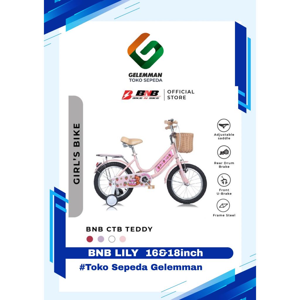 Sepeda Anak Perempuan BNB tedy garansi 2 tahun