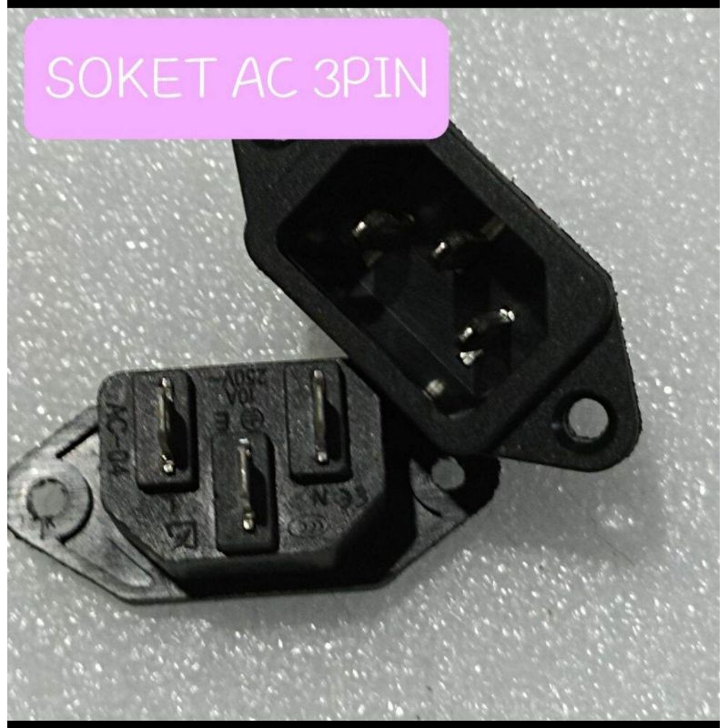 SOKET AC 3PIN SOCKET AC 3PIN 3 PIN SOCKET AC KOMPUTER AC POWER 3 PIN
