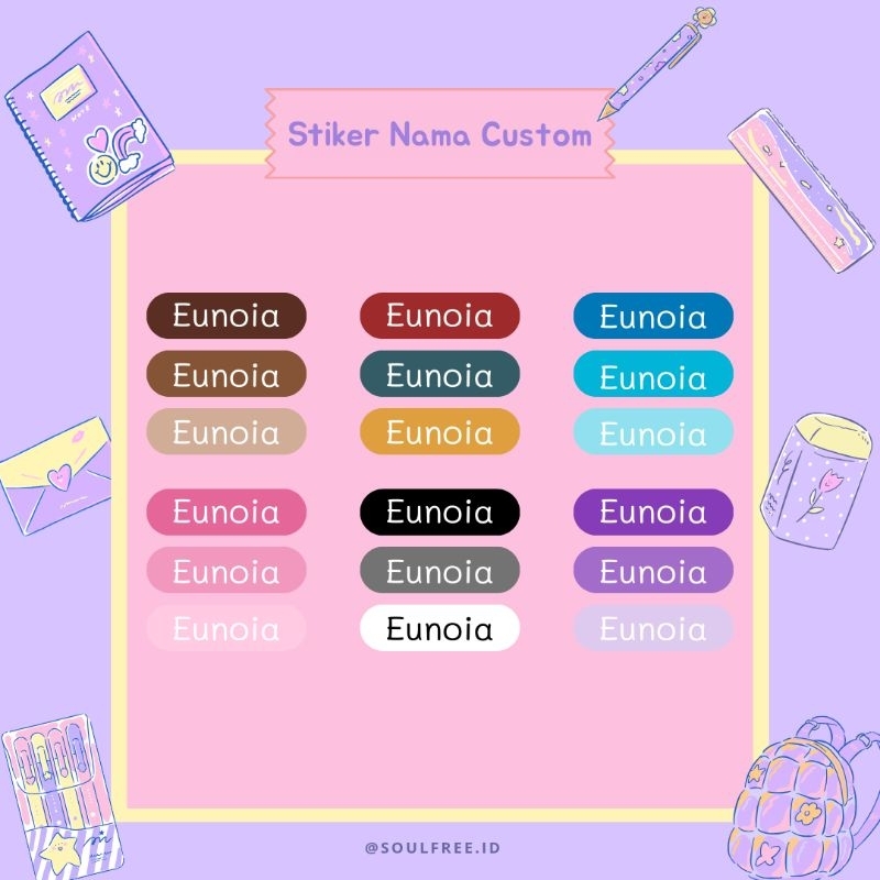 

Stiker nama custom / stiker vinyl matte / stiker custom lucu / COLOUR SET