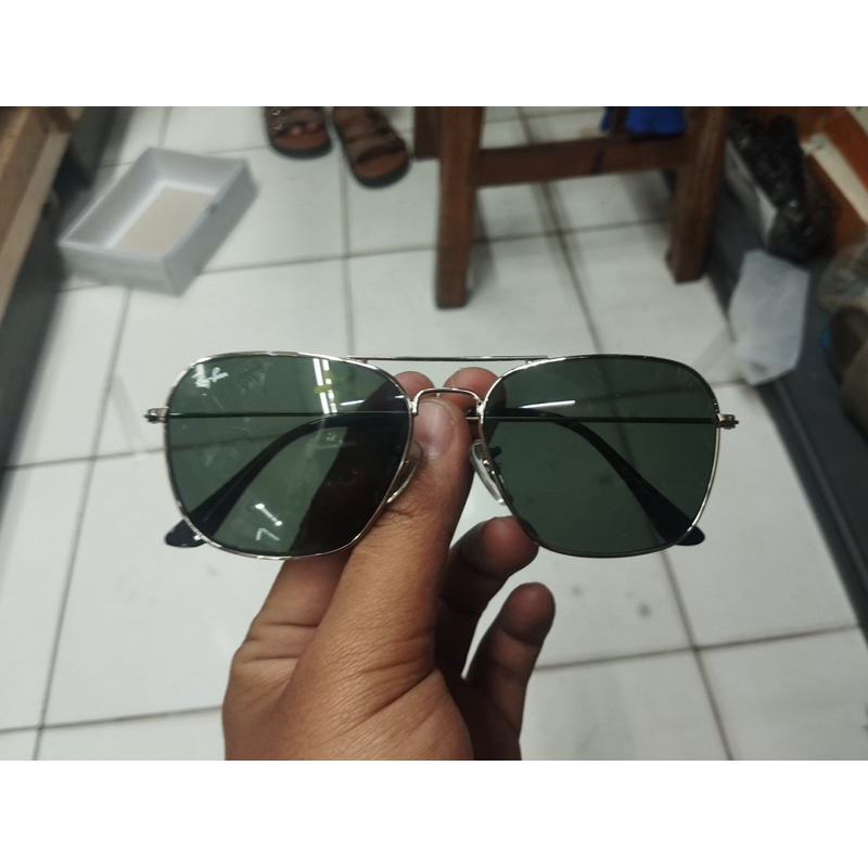 KACAMATA RAYBAN CARAVAN 3136 SILVER LENSA HITAM second ori