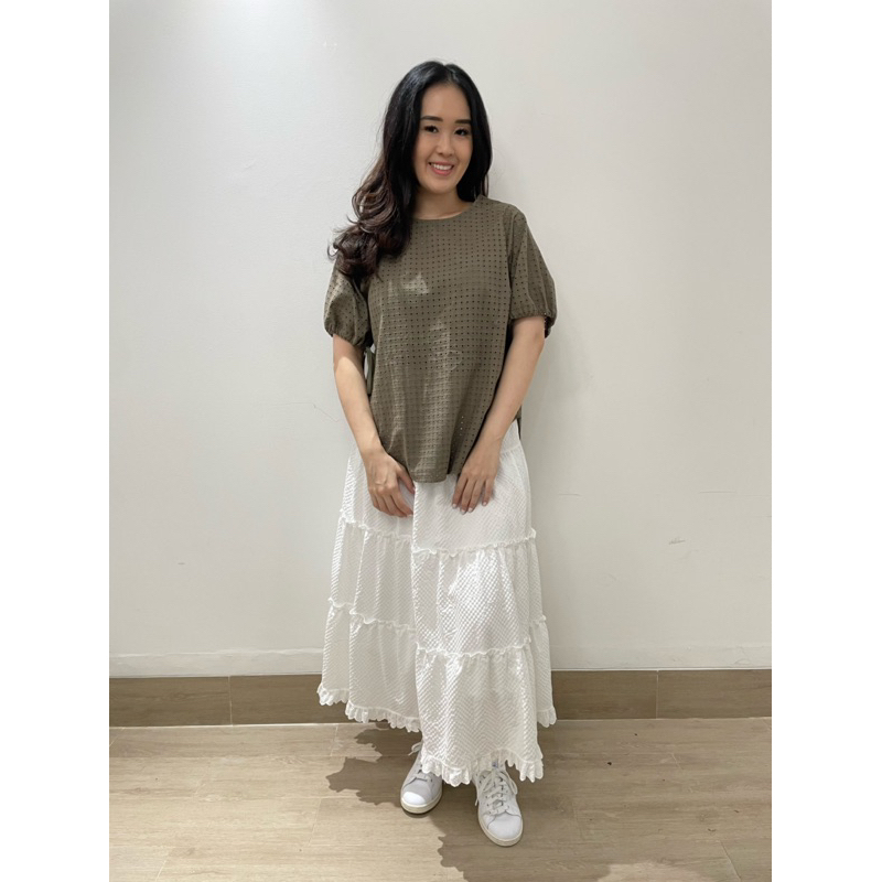 Nineties Studio - Blus Brukat Eyelet / Blouse wanita / Blus korea / katun eyelet / baju brukat lace 