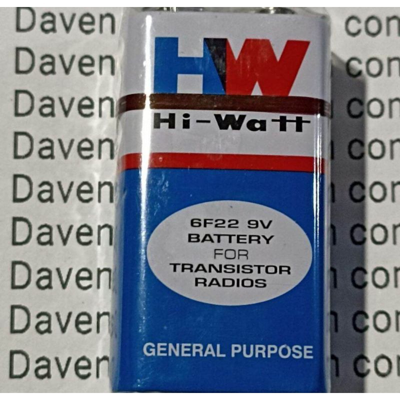 BATERAI 9V BATTERY 9 VOLT HI WATT BATRE 9VOLT KOTAK