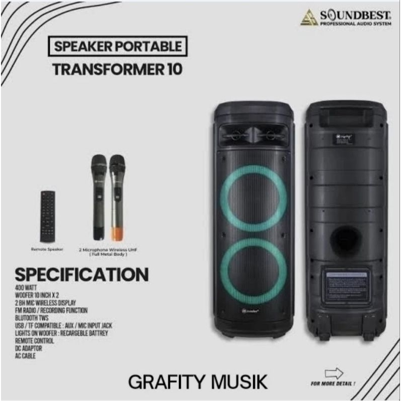 Speaker Portable Wireless Soundbest Transformer 10 / Transformer10 Original
