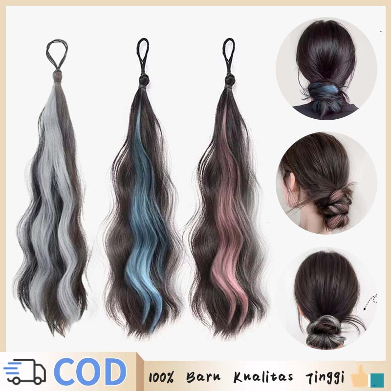 Wig Ponytail Wik Rambut Wanita Panjang Ikat Rambut Palsu Wavy Ikat Rambut Karet Palsu Panjang Femini