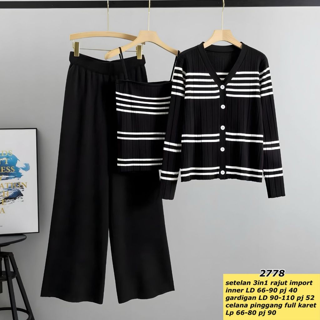 Setelan 3in1 Import Wanita Set Import Rajut Wanita Baju Set Ootd Fashion Rajut Setelan Rajut Wanita