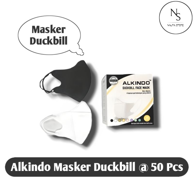 Alkindo Masker Duckbill 1 Box (Warna HITAM & PUTIH)@ 50 Pcs