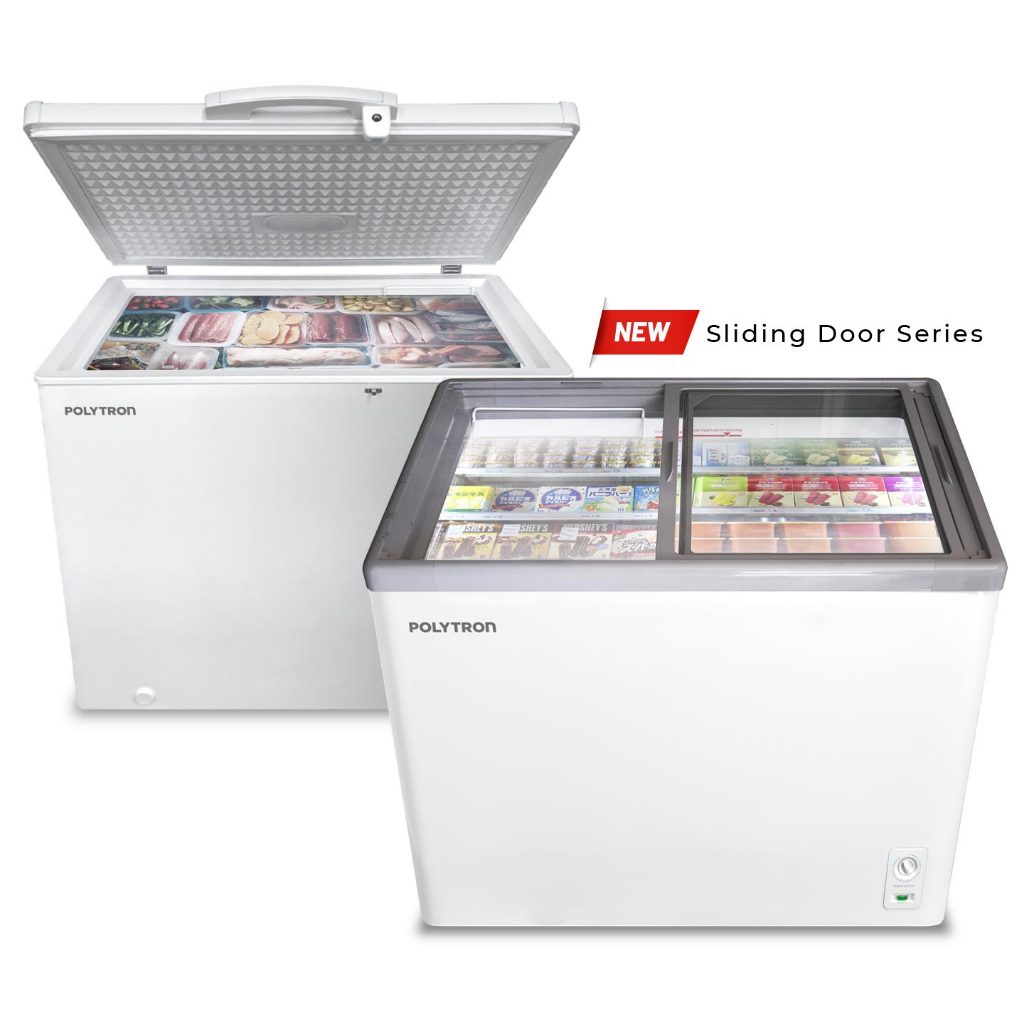 POLYTRON FREEZER BOX CHEST FREEZER SLIDING GLASS PCF 329 KAPASITAS 300 LITER