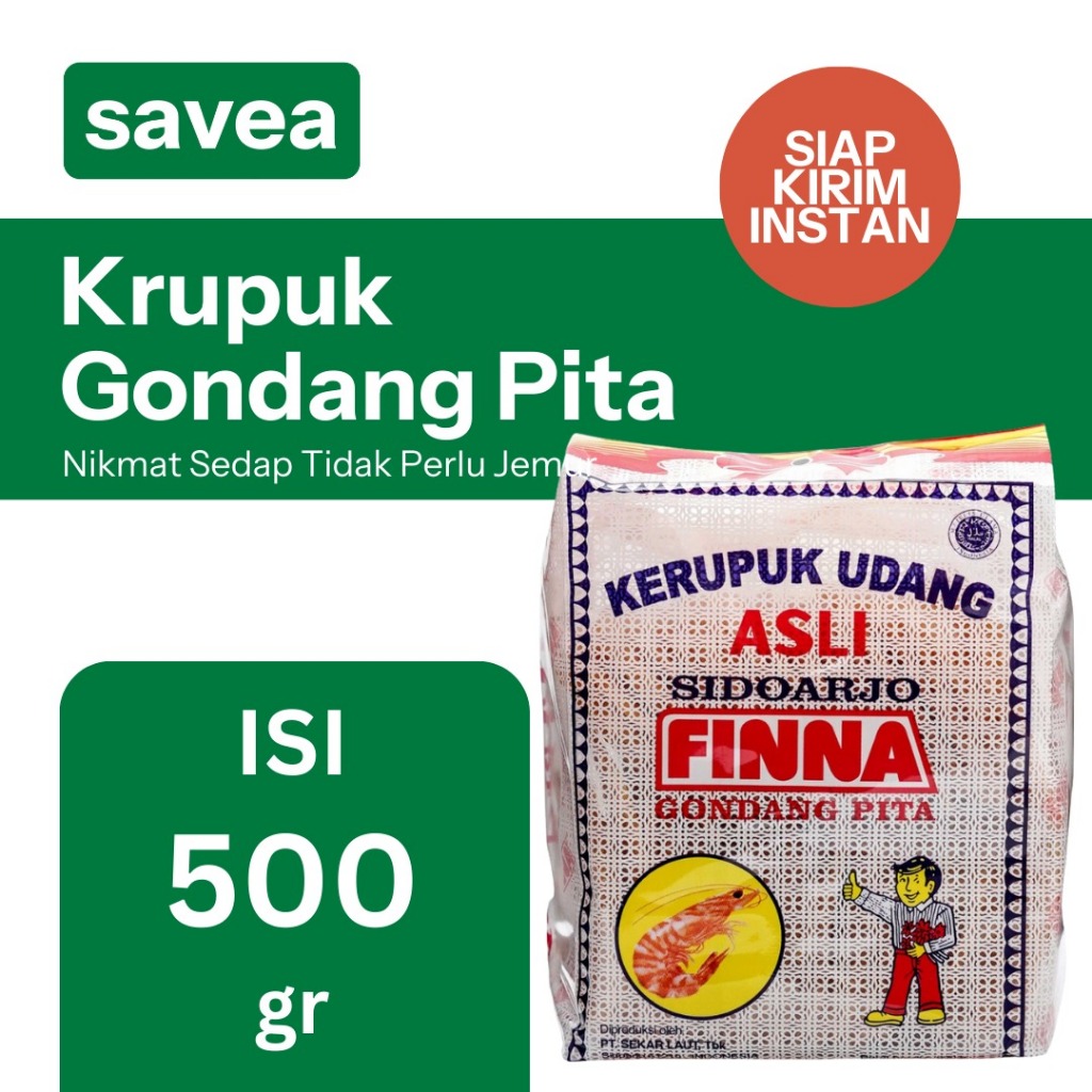 

Kerupuk Finna Gondang Pita Udang 500gr