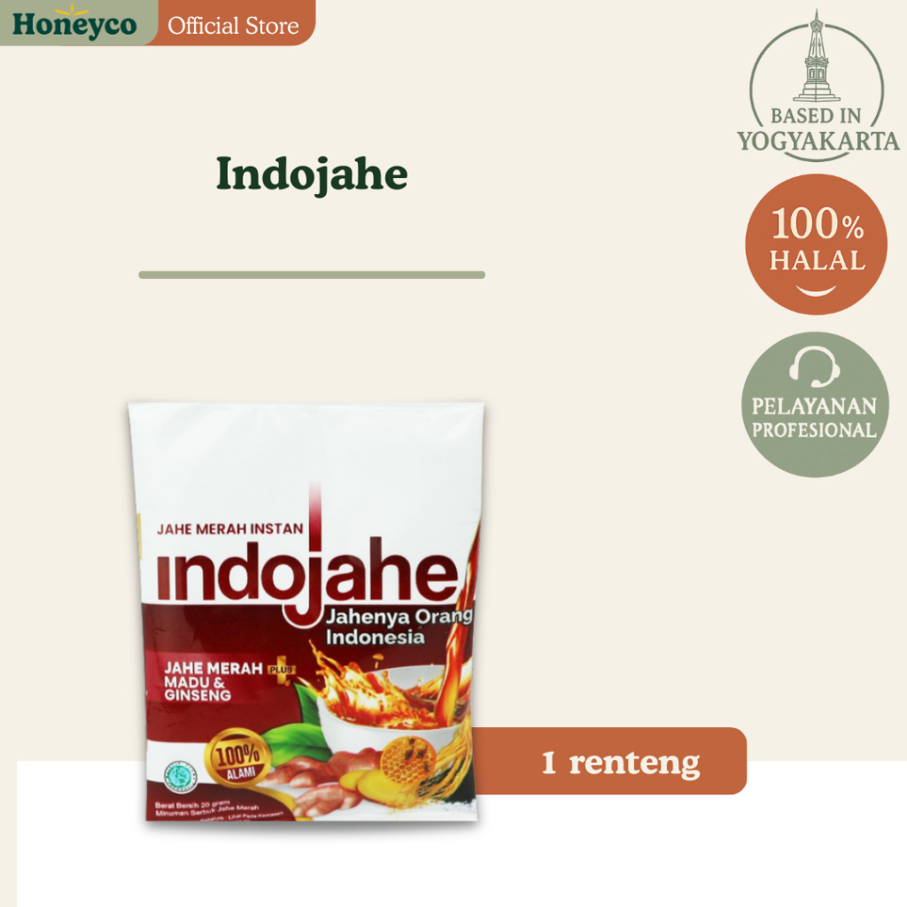 

INDOJAHE Indonesia Jahe Merah Premium isi 10 sachet Pelega Tenggorokan Penghangat Badan