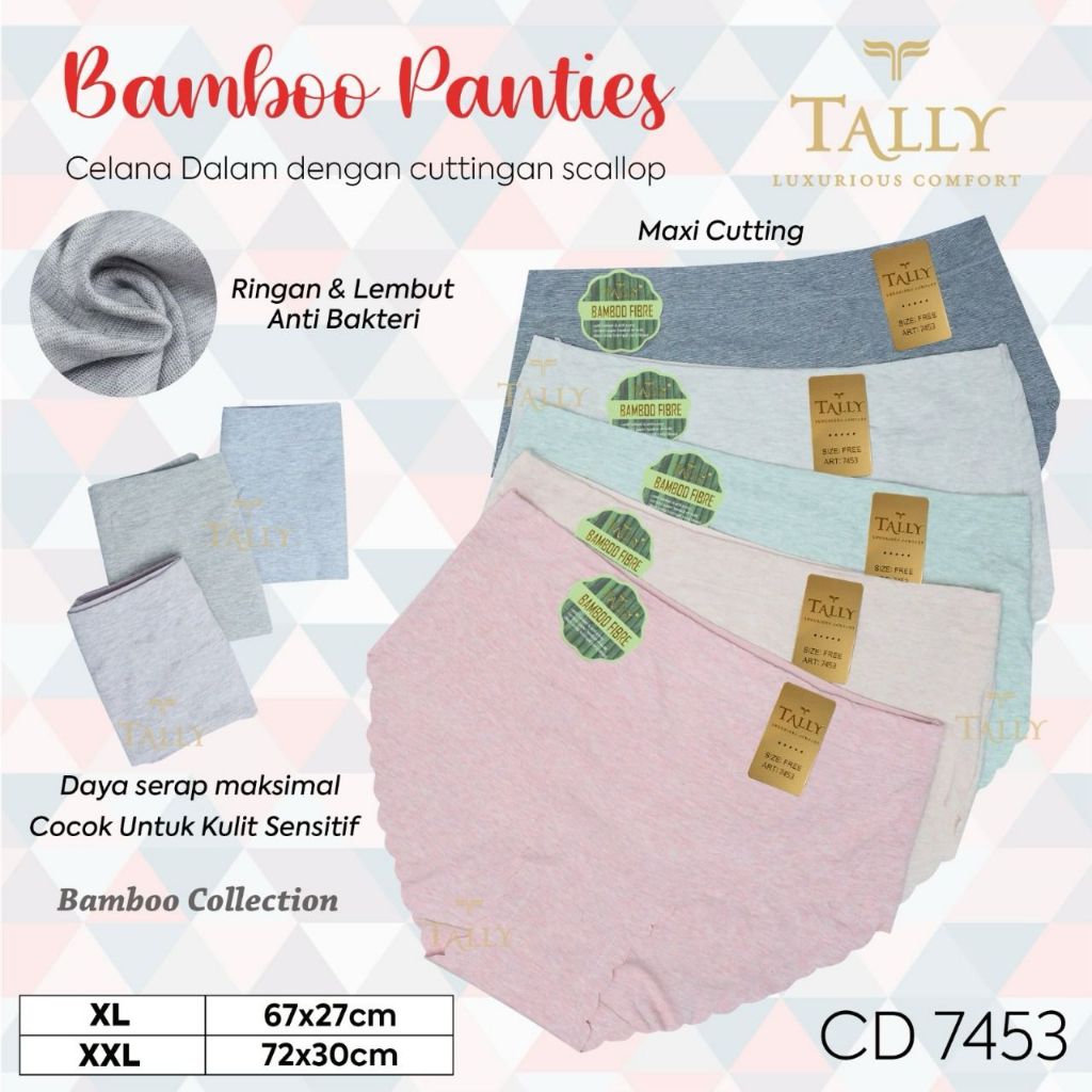 yu7 Tally 7453 CD Celana Dalam Wanita - Seamless Katun Bamboo Bambu XL XXL Dwjl