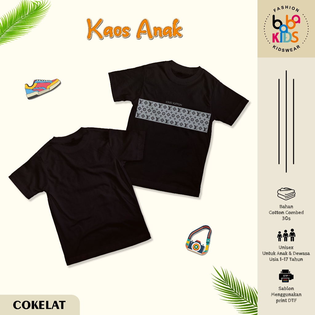 Kaos Anak & Remaja Laki-Laki 1-17 Tahun LV Cotton combad 30s Baju Kaos Anak