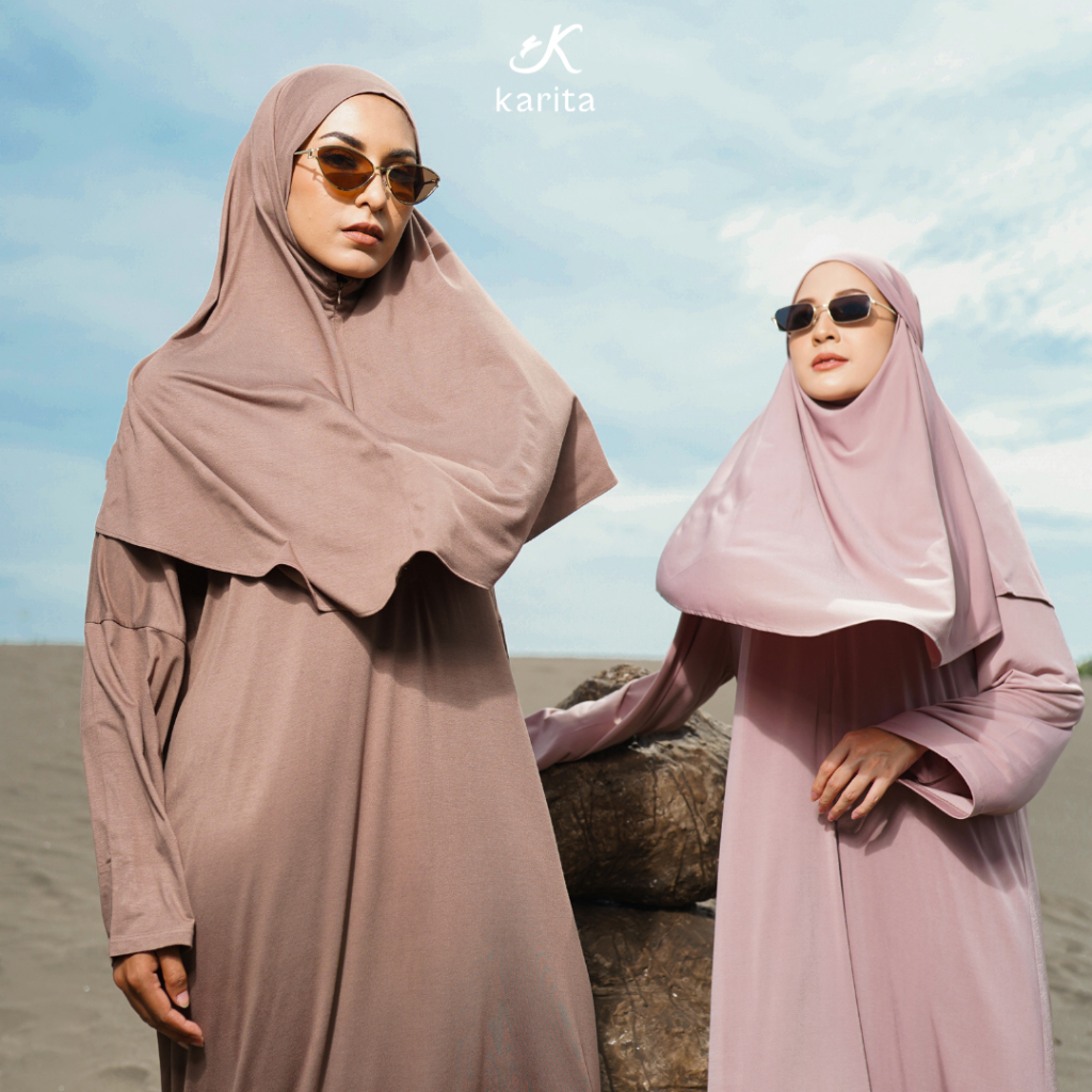 Karita - Gamis Umrah Ansaira Abaya Set Kaos Polos