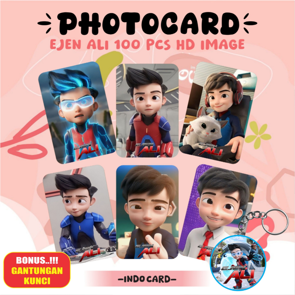 Photocard Ejen Ali 100 Pcs Bonus Gantungan Kunci Innerslave Bisa COD - Indophotocard