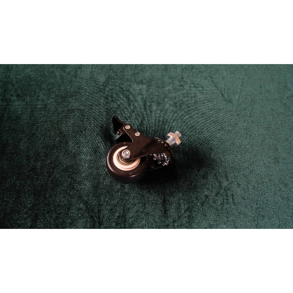 Roda Troli / Roda Meja Mesin / Roda Lemari drat + rem 2inch hidup PVC