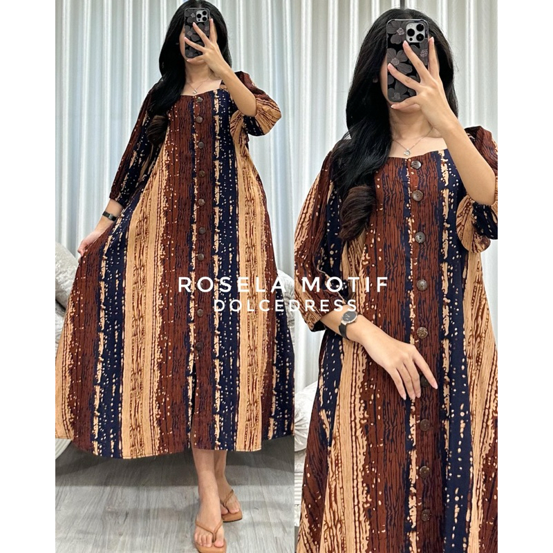 Daster Arab DOLCE ROSELA MOTIF Midi Dress Rayon