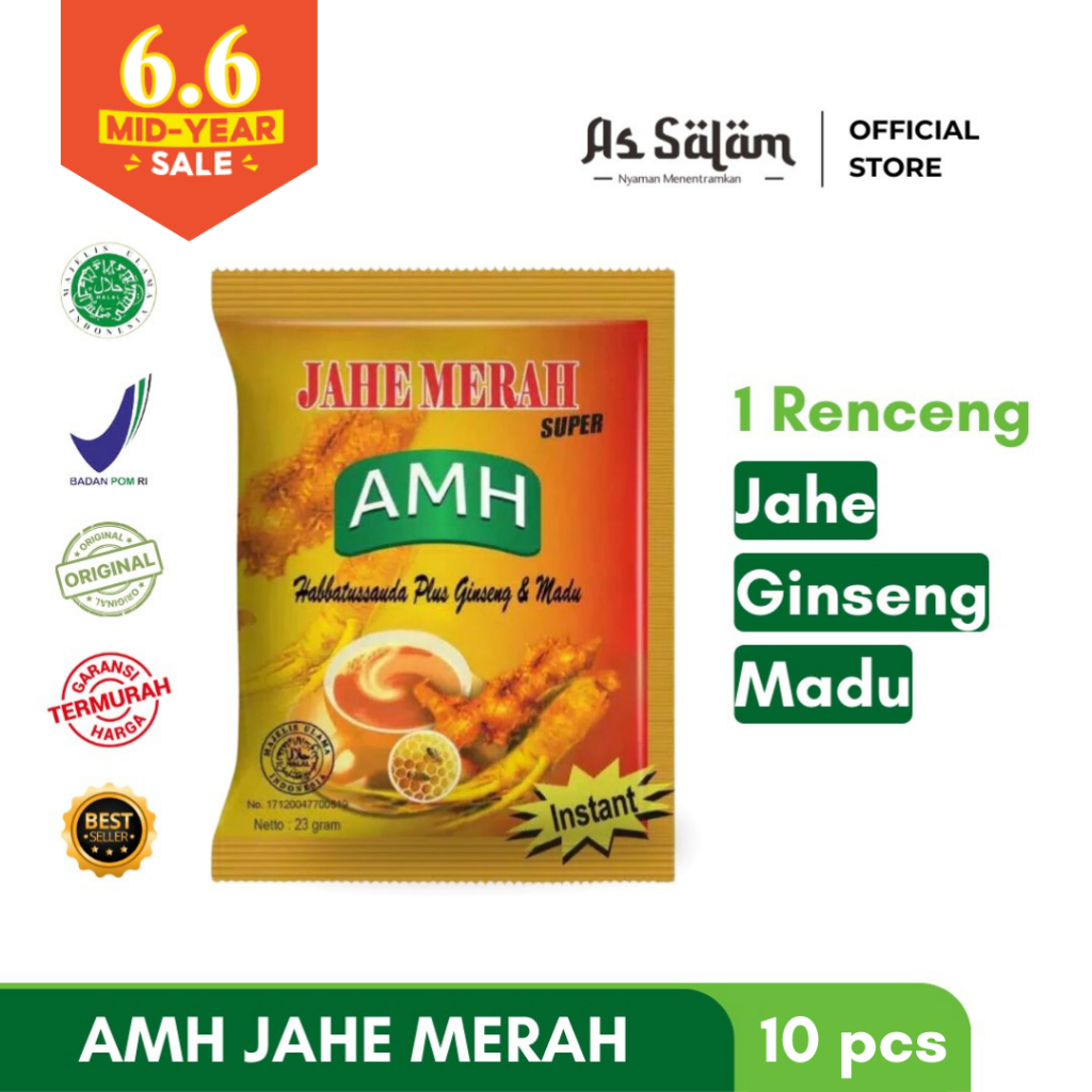 

6.6 Mid Year SALE ! - Jahe Merah AMH , Menjaga Kesehatan , Imunitas , Flu Batuk dan Pilek - 10 Pcs