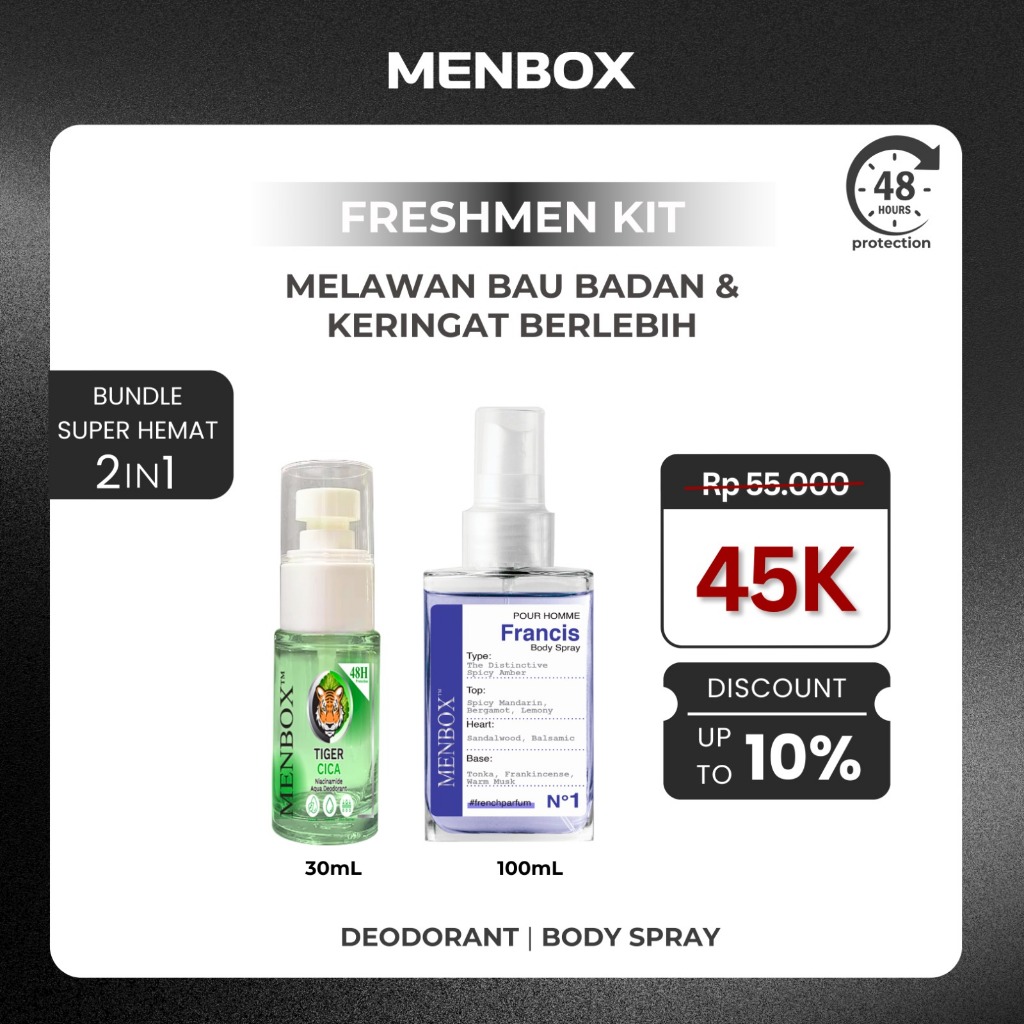 Menbox Freshmen Kit Deodorant + Body Spray | Extra Lawan Bau Badan Pria Seharian