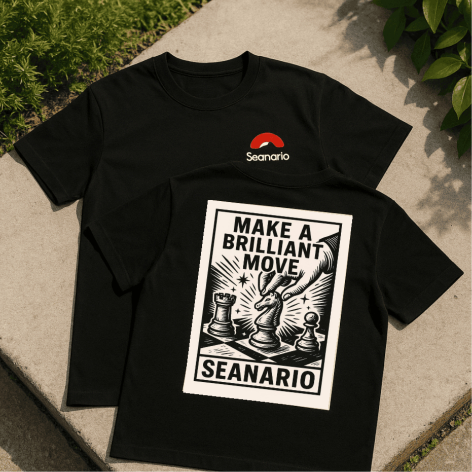 Kaos Hitam "SEANARIO" – Desain Catur Unik