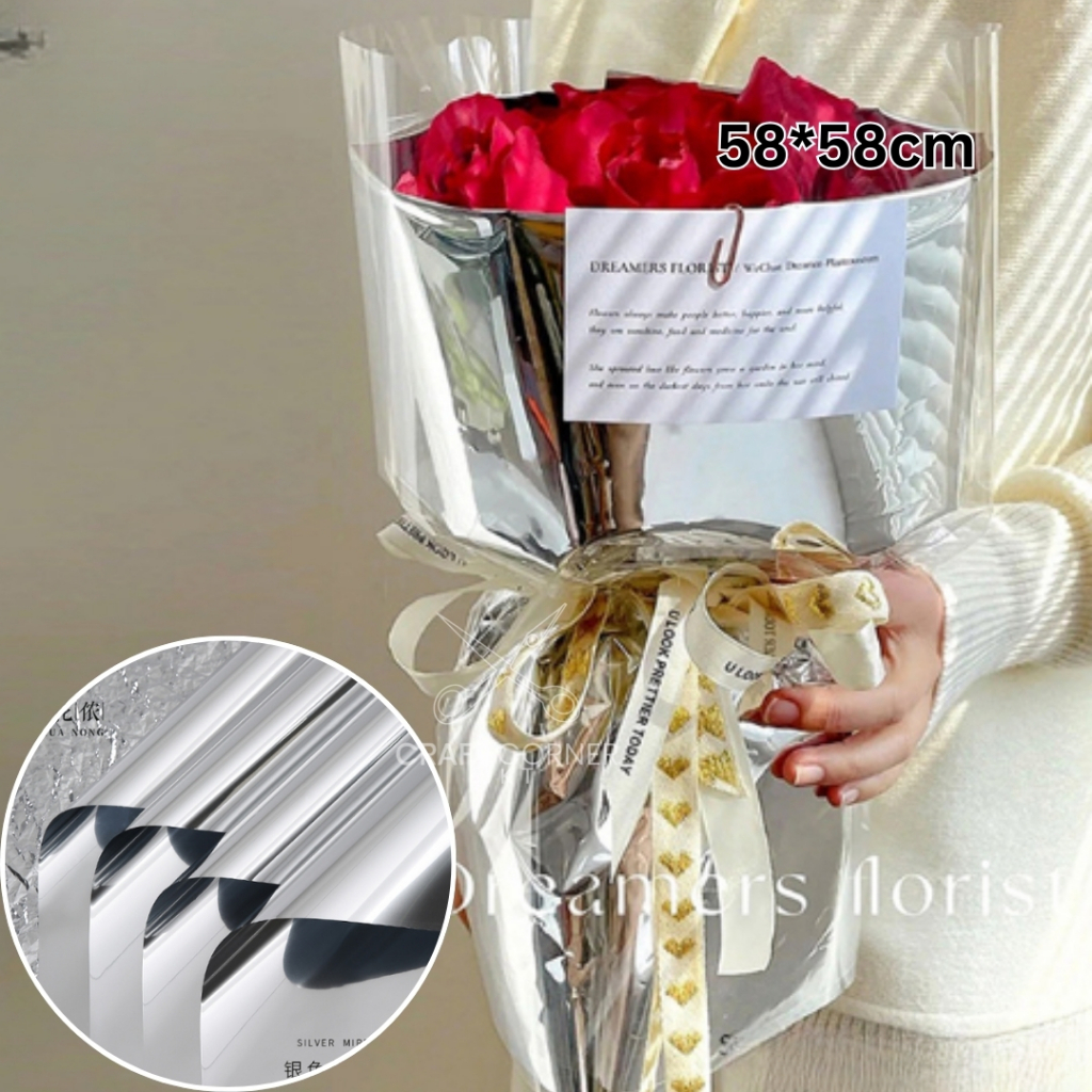 

[20 LBR] Cello Foil Aluminium Silver Tebal / Flower Wrapping Bunga