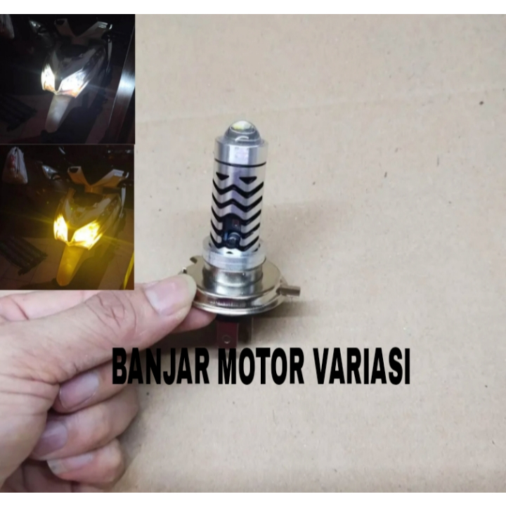 BANJAR MOTOR Lampu led h4 laser 2warna kaki 3 H4 Laser senja biru Vixion mxking tiger gl cbr scoopy 