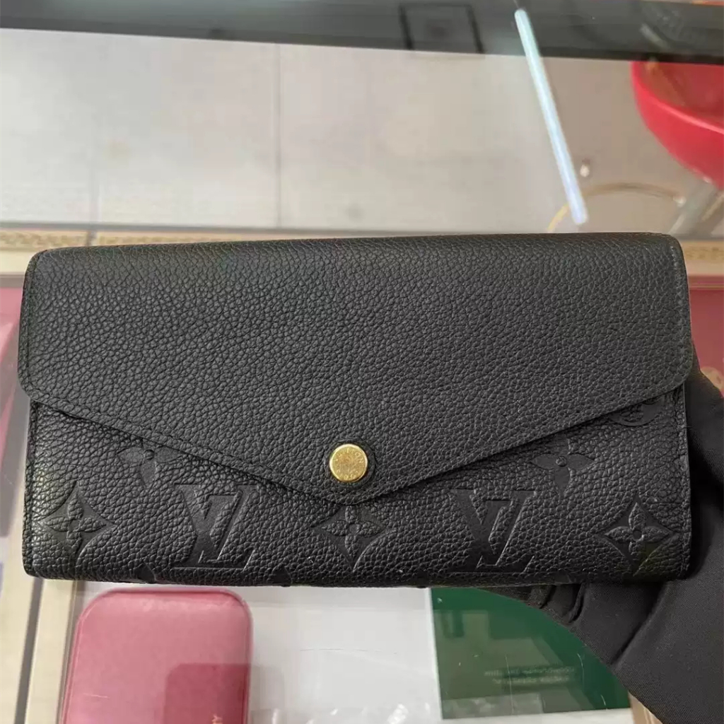 ［ Produk asli Perancis］M61182  LOUIS VUITTON Sarah Wallet/Dompet kulit hitam/Dompet bertutup/dompet 