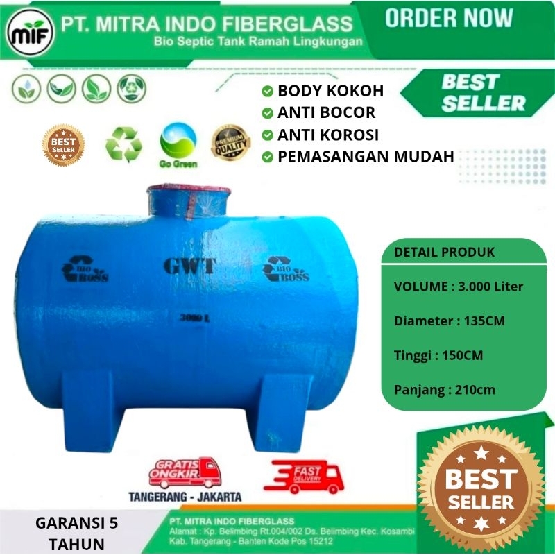 Tangki Air / Tandon Air 3000 Liter. BioBoss,BioMif