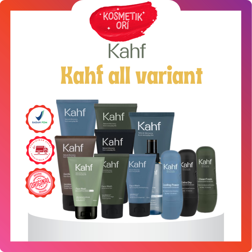 KAHF FACE WASH 100 ML / SABUN WAJAH PRIA / Face Scrub / deodorant / sunscreen / FACE SPRAY