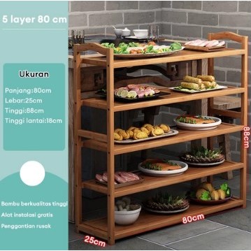 ( GARANSI 12 BULAN ) RAK DAPUR RAK SAYURAN RESTORAN RAK BUMBU RAK SUSUN SERBAGUNA KAYU RAK PIRING RE