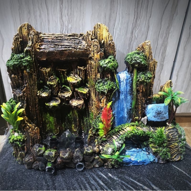 Hiasan tebing air terjun L 60cm akuarium aquascape