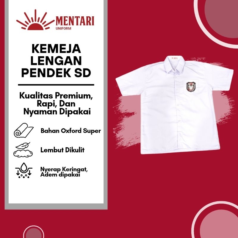 Seragam Kemeja Lengan Pendek SD Atasan Putih Anak Sekolah