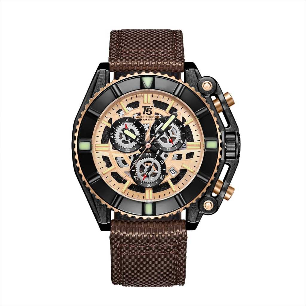 Jam Nilon T5 H 3797G Chronograph Original / Jam T5 3797 G Jam Nilon Original / Jam Pria Kanvas /