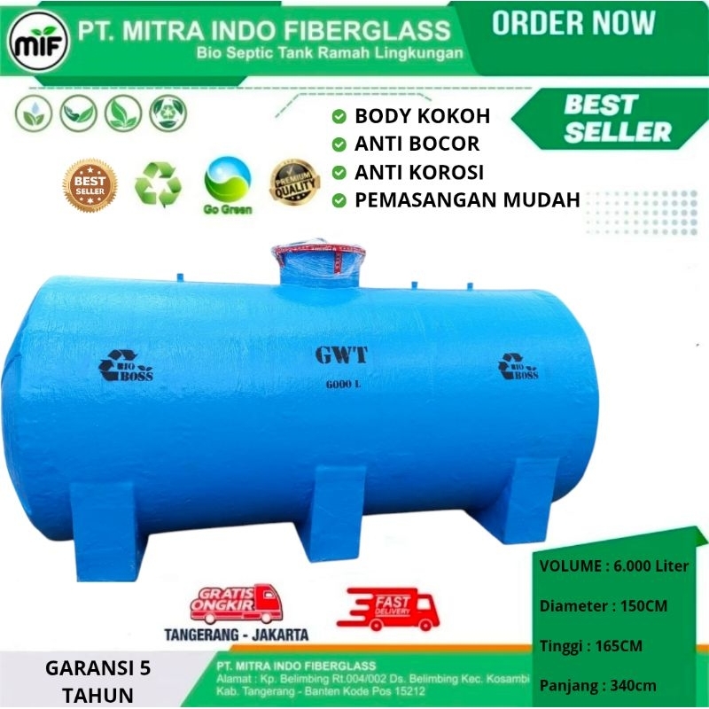 Tangki Air,Tandon Air 6000 Liter. BioBoss,BioMif