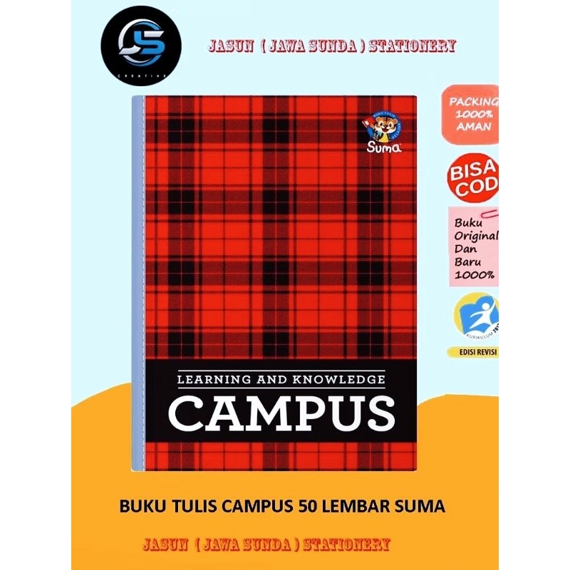 

promo isi 5 pcs buku / buku tulis suma campus 50 lembar / buku catatan ukuran boxy fre +pulpen 1pca