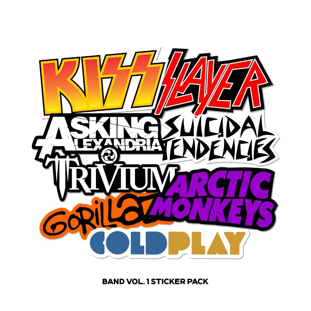 

Stiker pack band kiss slayer sticker logo estetik bahan vinyl laminasi glossy anti air