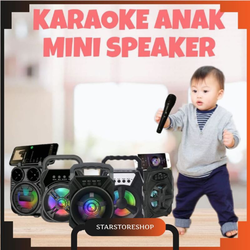 [ SSS ] Karaoke Mini Speaker Bluetooth Kecil Little Singer Mic Radio Karoke