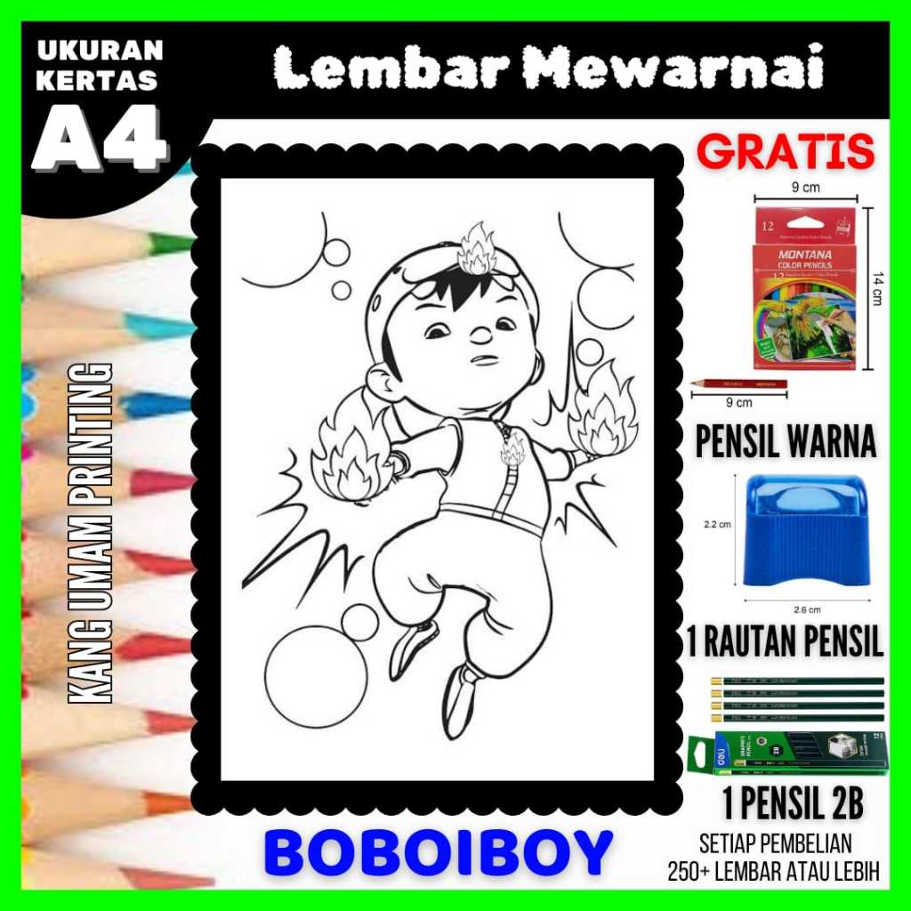 Lembar Mewarnai Gambar Boboiboy Untuk Semua Usia Bagian 01, Gambar Sketsa, Kertas Mewarnai, Drawing