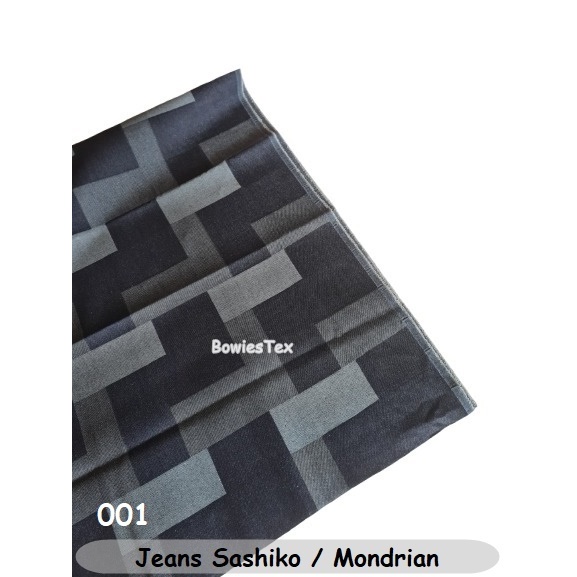 Kain Jeans Sashiko Bahan Jeans Mondrian Jeans Corak Mondrian Denim Corak Sashiko Mondrian