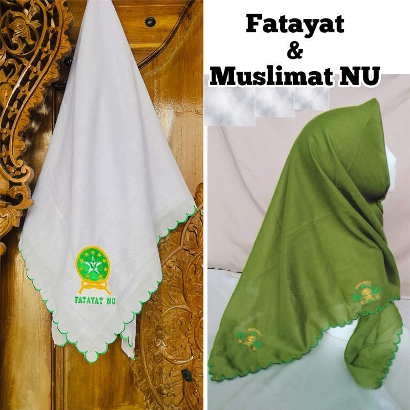 Jilbab muslimat fatayat NU seragam hijau fatayat logo bordir