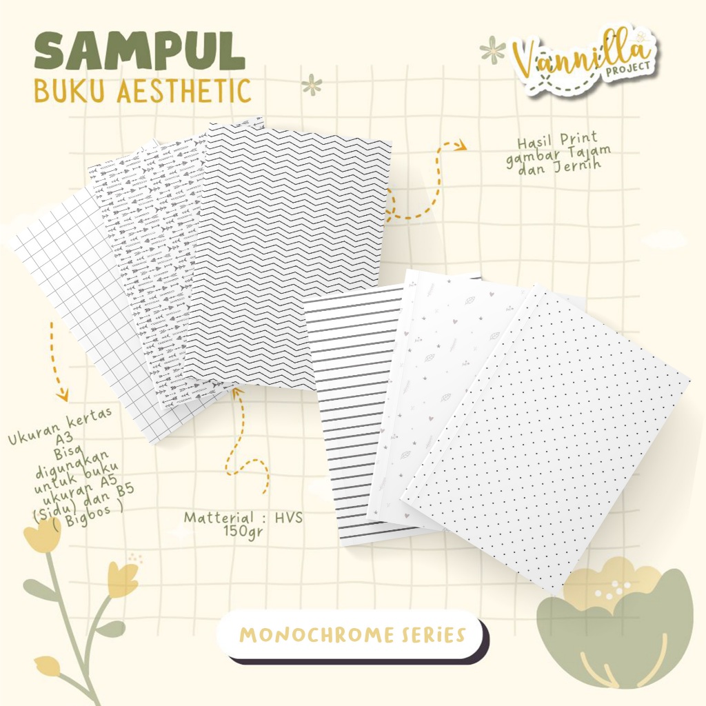 

6 LEMBAR SAMPUL BUKU AESTHETIC SAMPUL BUKU MONOCHROME SERIES