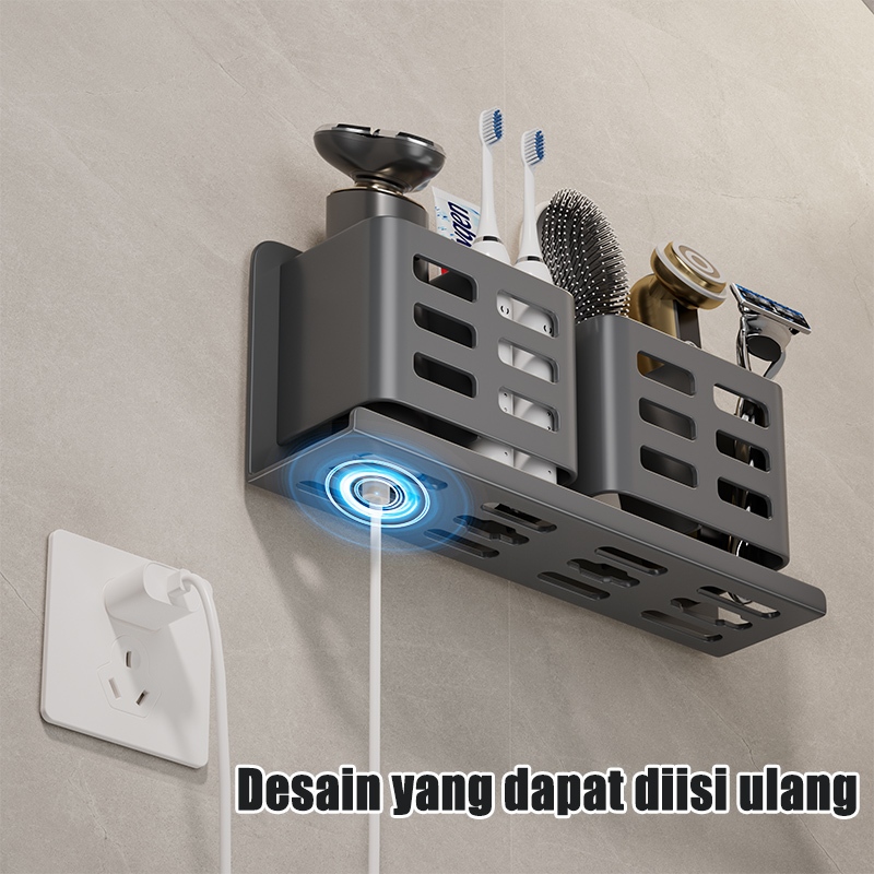 Rak Penyimpanan Kamar Mandi, Rak Penyimpanan Sisir Dan Sikat Gigi, Dipasang Di Dinding Tanpa Ditinju