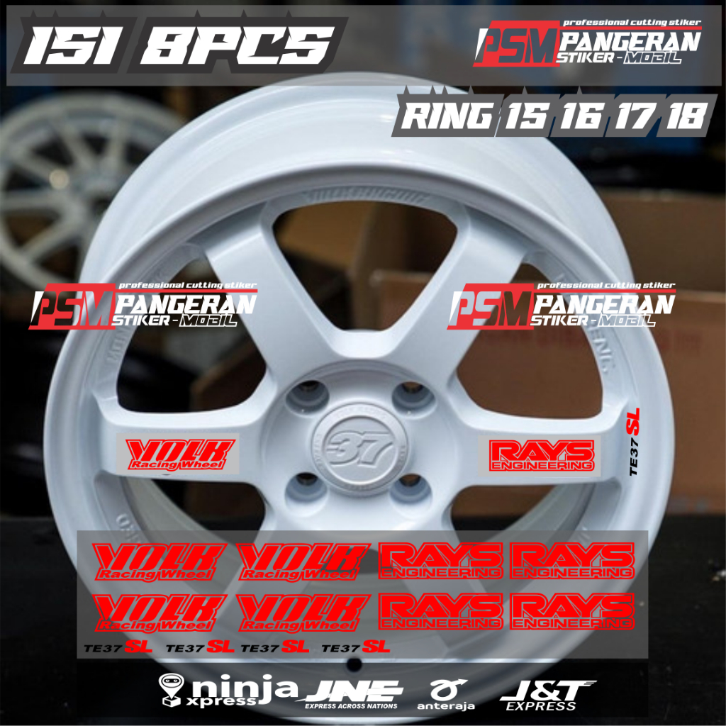 Sticker Volk TE37 Sicker Stiker Velk Mobil Velk Volk Rays Racing Rays Enginiring TE37 Ring 15 16 17