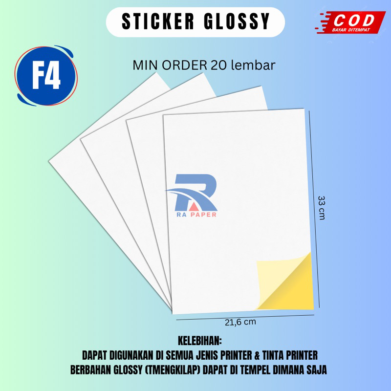 

KERTAS STIKER LABEL A4 ,A5,F4/ STIKER UKURAN A4,A5,F4