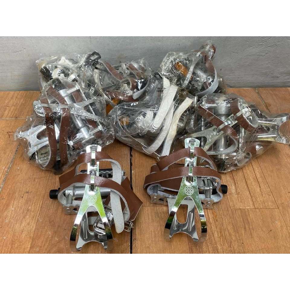 Pedalset Brain, double strap, Toeclip Size L new