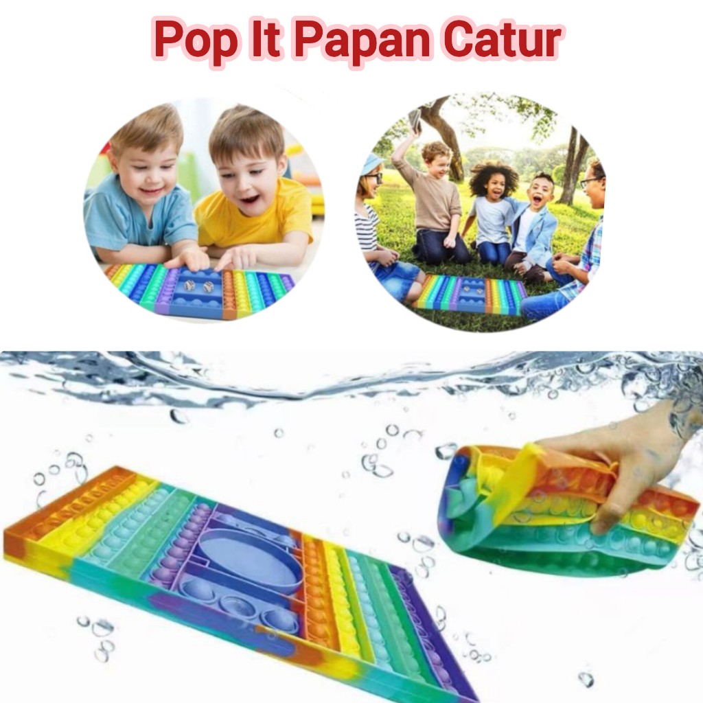 Pop It Rainbow Papan Catur Pop It Jumbo Papan Catur Free Dadu Permainan Pop It Catur