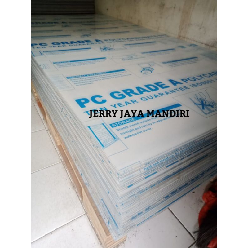 Polycarbonate sheet solid clear Tebal : 2mm - 3mm - 4mm - 5mm - 6mm - 8mm - 10mm / atap polycarbonat